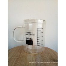 Haonai 350ml pyrex glass mug measuring mug double wall glass mug for laboratory